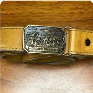 Vintage Oregon Trail 1843 Brass Belt Buckle